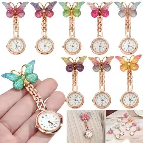 Lovely Nurse Pendant Pocket Watch Nurse Watch Butterfly Shape Quartz Clock