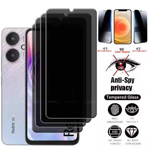4Pcs For Redmi 13C 5G Glass Xiaomi Redmi 13C 5G Tempered Glass Protective Privacy Anti-Spy Cover Glu