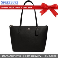 Coach Handbag In Gift Box Shoulder Bag Zip Top Tote Black # 4454