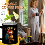 Funny Coffee Mug 350ml Novelty Ceramic Rooster  Funny F-Caw-F Coffee Cup Dishwasher Safe  gelhmy