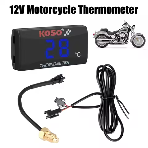 Motorcycle Thermometer With Sensors 12V Water Tank Retrofit Temperature Meter 0~120°C Monitor Red Bl