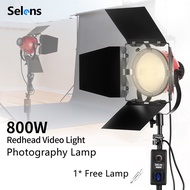 Selens 800W Photography Light Dimmable Photo Studio Video Lighting Continuous Red Head Light with Light Stand Bulb Kit 5M Power Cord