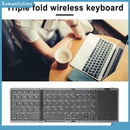 ✼ Romantic ✼  New Portable Mini Three Folding Bluetooth Keyboard 64 Keys Wireless Foldable Touchpad Keypad for IOS Android Windows ipad Tablet