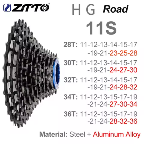 ZTTO Black 11/12 Speed Freewheel Ultralight Road Bike HG Cassette 11s 12s 11-28/30/32/34/36T Sprocke