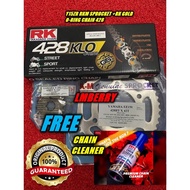 ORIGINAL RKM Y15 RKM 428 SPROCKET Y15ZR LC135 RANTAI ORING GOLD CHAIN  RKM ORING RED CHAIN  KLO CHAI