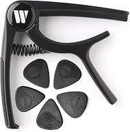 WINGO Guitar Capo for Acoustic and Electric Guitars, Ukulele, Mandolin, Banjo - Black with 5 Non-sli