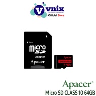 Apacer Micro SD Card CLASS 10 64GB (AP64GMCSX10U5R) Limited Lifetime Warranty