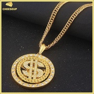 Big Rotatable US Dollar Money Sign Pendant Nelace Men Rapper Hip Hop