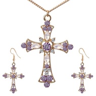 Gold Cross Necklace Purple Gold Necklace 925 Sterling Silver Necklace Party jewerly earring gold necklace