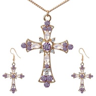 Gold Cross Necklace Purple Gold Necklace 925 Sterling Silver Necklace Party jewerly earring gold nec