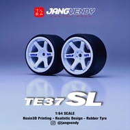 JV Wheels diecast rubber tire model JV-09 TE37 SL - White, Exclude Axle