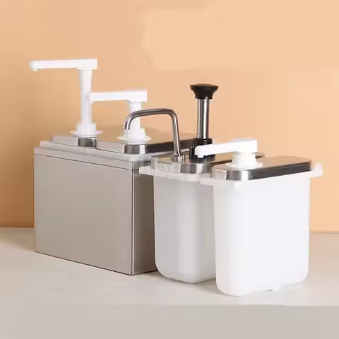 Condiment Pump Dispenser 1L 2L Manual Stainless Steel Bubble Bubble milk tea shop Sauce Dispenser Di