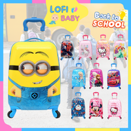 18 Inch 3D Cartoon Kids Travel &amp; School Troli Luggage Bag Sekolah Beg Roda Bagasi Murah Beroda Budak Lelaki Kindergarten