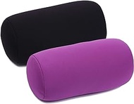 2Pcs Microbead Neck Roll Pillow, Neck or Back Support Tube Bean Pillow Squishy Cervical Cylindrical Cushion Sleeping Pillow for Home Sofa Bed Recliner Travel Rest, 11.8 x 2.36 Inch, Black and Purple