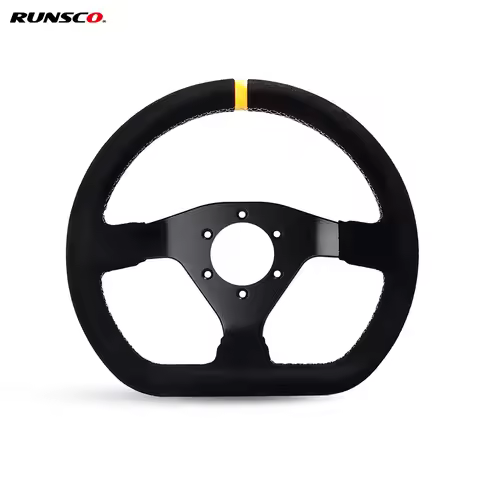 300mm Racing Steering Wheel Flat Suede Car Drift Pc Game Wheels Control Universal PCD-70mm