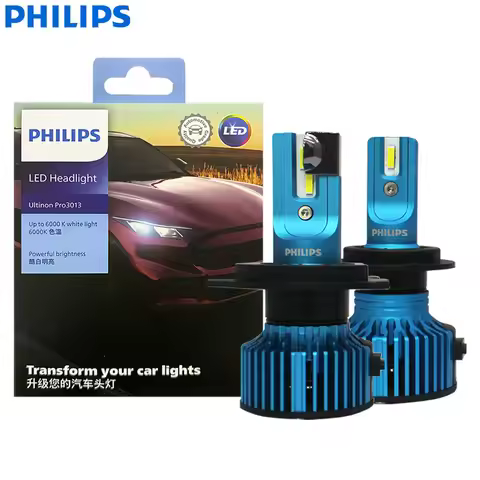 Philips LED H4 H7 Ultinon Pro3013 Car Headlight 6000K Cool White Bulbs 12/24V Power Bright Light Ori