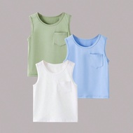 ชุดเสื้อรัดกล้ามเนื้อ เด็กผู้ชาย 3 ชิ้น สีพื้น นุ่มสบาย