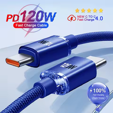 120W PD Fast Charge Cable 6A Type C to Type C Quick Charging Cord Data Transmission Cable For iPhone