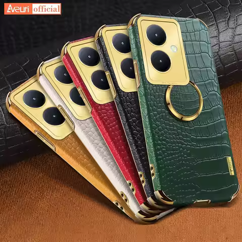 Luxury PU Leather Case For Vivo V29 Lite Y27 Y78 Plus 5G Cover Ring Holder Silicone Phone Case For V