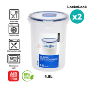 [SG Stock] [Bundle of 2] LocknLock PP Microwave Airtight Stackable Classic Food Container Round 1.8L