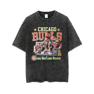 COD Bulls Printed T-Shirts Streetwear Vintage Washed Basketball 3C4R