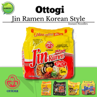 Ottogi Jin Ramen Spicy and Mild Flavor 120g Cheese Ramen Noodles and Stir Fry Samyang Buldak Hot Spi