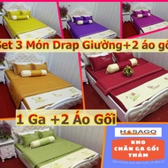 Drap Set 3 Premium Cotton Satin 2022 Includes 1 Chunky Sheet and 2 Pillowcases with Hasago Cotton Li