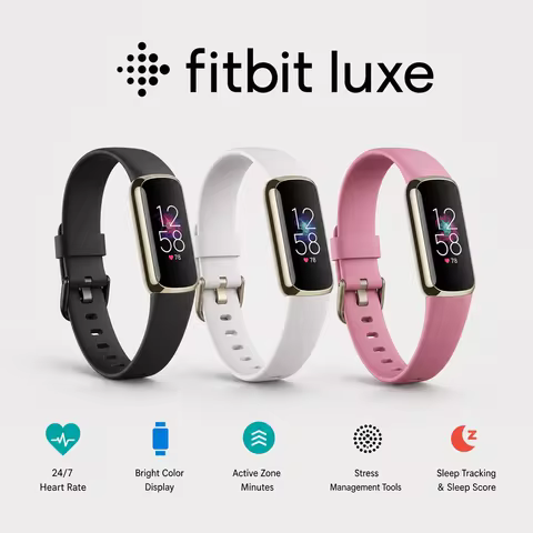 Fitbit Luxe Fitness Tracker AMOLED Screen 24/7 Heart Rate Monitor Sleep SpO2 Stress Tracker Waterpro