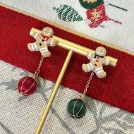 薑餅人×聖誕小球 兩戴式耳環 耳夾 | 客製化 編織耳環