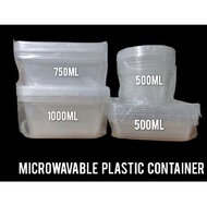 Microwavable Plastic Container Tub Rectange/ Round - 1000ml / 750ml / 500ml - 5pcs/pack