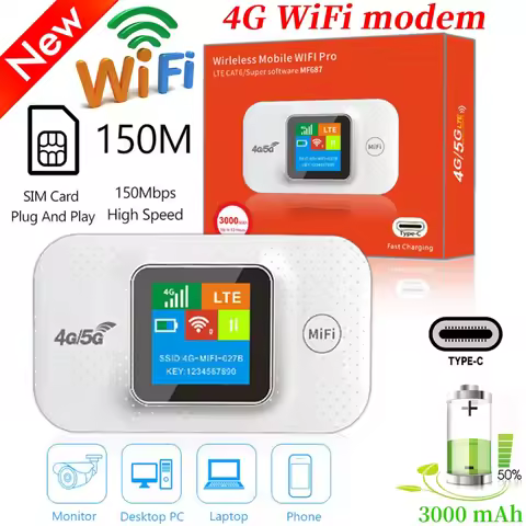 4G Lte Mobile WIFI Router 150Mbps 4G LTE Wireless Router 3000mAh Portable Pocket MiFi Modem Mobile H