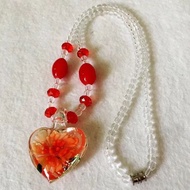 Fashion Heart-Shaped Glass Heart-Shaped Glass Retro Necklace Various Colors Simple Exquisite All-Mat