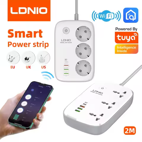 LDNIO Smart Plug Power Strip Tuya Wifi Remote Control Timer Socket Line Filter Smart Home Switch EU 