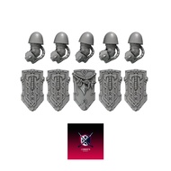 Grimdark scifi miniatures parts-Primal Hounds Destroyers shields (x5 Left-Pavise) Used