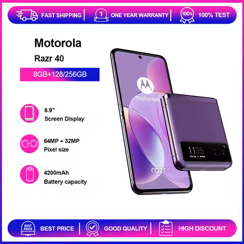 Original Motorola Moto Razr 40 5G XT2323 Mobile Phone 6.9 Foldable LTPO AMOLE Display 128GB ROM 8GB 