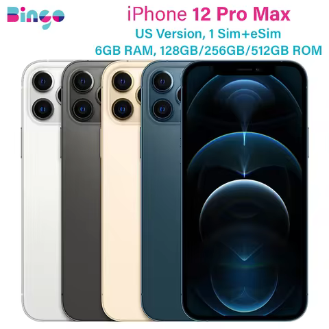 iPhone 12 Pro Max A2342 128GB 256/512GB 6GB RAM 5G 12MP A14 IOS 6.7" Super Retina XDR OLED Face ID N