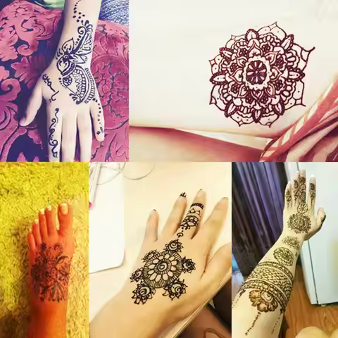 Natural Mehandi Cones Tattoo 3 Colors Temporary Paint Body Henna Mehandi Ink Cones Herbal Henna Body