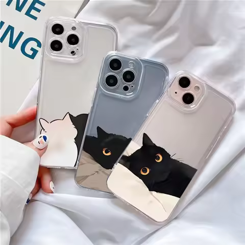 Couple Black Cat Case For Samsung Galaxy S25 S24 Ultra A55 A56 A15 A54 5G A16 A35 A25 A36 A26 A24 A0