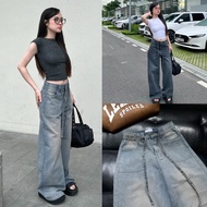 DESTINY DEROSE JEANS - Women's Long Waist Pants with Buttons on 2 Side Pockets and Strings (2 COLORS