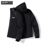 JEEP SPIRIT 1941 ESTD Hooded Jacket for Men 2022 Bomber Jacket Mens Windbreakers Zipper Coats Spring