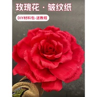 Red Crepe Paper Rose Color Crepe Paper Handmade Flower Floral Crepe Paper Three-Dimensional Flower M