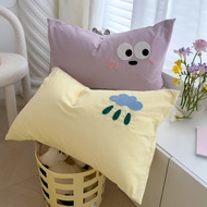 Cute Mix Match Solid Color Towel Embroidered Washable Pillowcase One Piece 48x74 Student Dormitory S