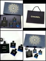 全網獨家！🔥全新專櫃正品！齊紙袋💜❤️💙男士香氛天花板！CHANEL蔚藍 𝟒合𝟏 禮盒套裝💝