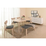 Meja Makan 4 6 8 Seater / Dining Table 4 6 8 Orang / Solid Rubber Wood Table Top Leg / High Density 