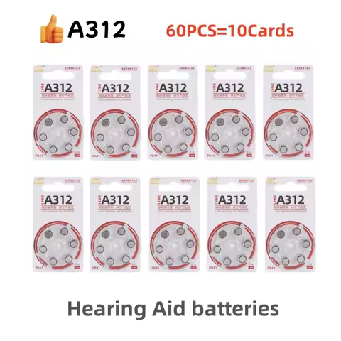 Hot Selling 60PCS Hearing Aid Batteries 312 A312 312A ZA312 312a PR41 Zinc Air Ear Aid Batteries For