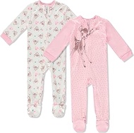 Baby Onesies 2 Pack Zip-Up Sleeper - Winnie The Pooh, Monsters Inc, Dumbo, Bambi - Newborn Girls & B