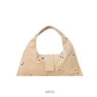 ARYA | Designer shoulder Bag - Butter Eyelet Crescent Bag - Light Butter color - BA065 (not includin