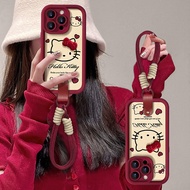 手机壳Compatible with Apple 17Pro Max phone case IP16 lens film 15. Fashionable蝴蝶结公仔猫咪挂绳适用苹果16手机壳15可爱羊皮