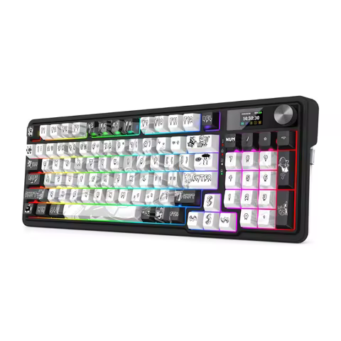 Redragon Wireless Gasket Gaming Hype Screen & Knob, 95 Keys Mechanical Keyboard,Easy-Control 1.14’’