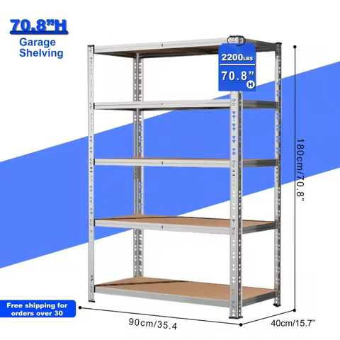 2200LBS Garage Storage Shelving Unit, 70.8"H/59"H 5-Tier Heavy Duty Storage Shelves, Adjustable Indu